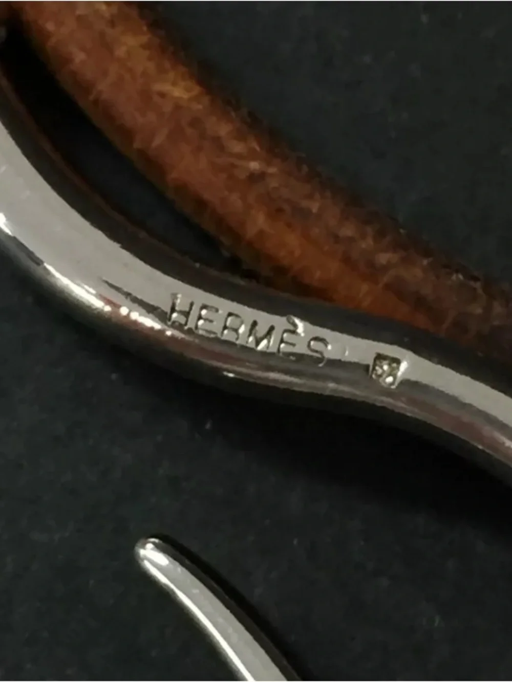 Hermes Brown Leather Double Wrap Bracelet with Silver Hook Clasp